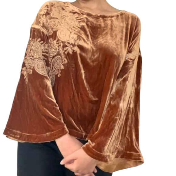 Sundance Dreams Harvest Caramel Orange Embroidered Velvet Tunic Whimsigoth XS - Picture 14 of 16